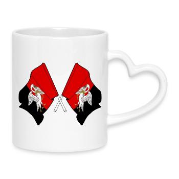Drapeaux croisés du Buckinghamshire - Mug avec anse en forme de cœur - blanc - Droite