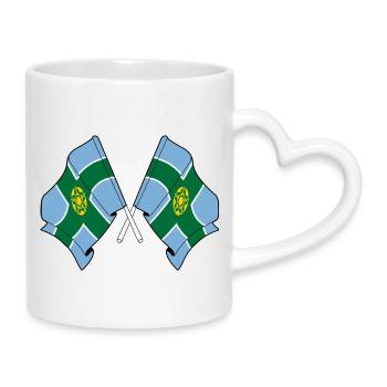 Drapeaux du Derbyshire croisés - Mug avec anse en forme de cœur - blanc - Droite