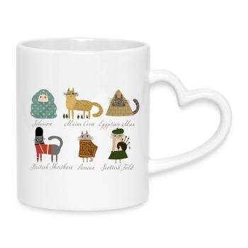 Races de chats - Mug avec anse en forme de cœur - blanc - Droite