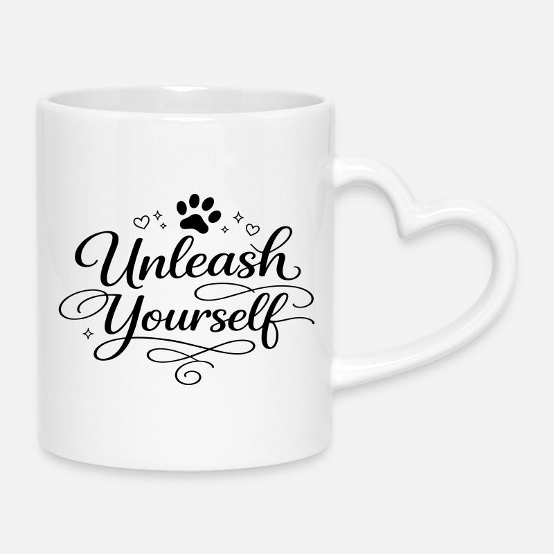 Unleash Yourself - Mug with Heart-Shaped Handle - white