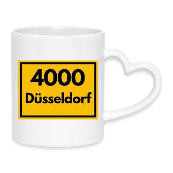ALTE POSTLEITZAHL PLZ RETRO 4000 DÜSSELDORF - ALT - Tasse mit Herzhenkel - Weiß - Rechts