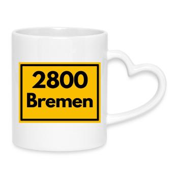 OLD POSTCODE ZIP CODE RETRO2800 BREMEN STADTMUSIK - Mug with Heart-Shaped Handle - white - Right