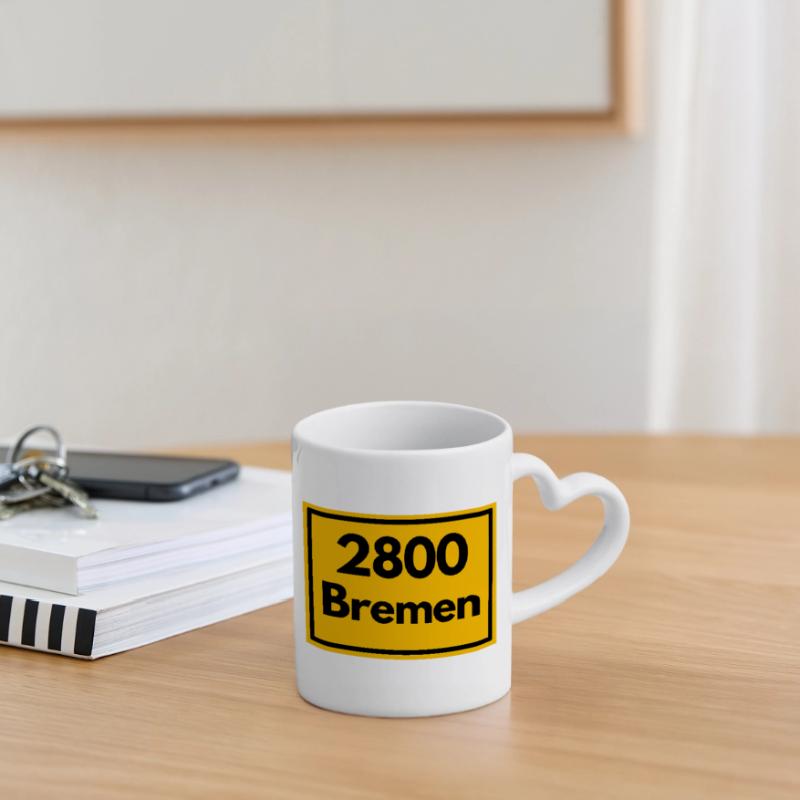 OLD POSTCODE ZIP CODE RETRO2800 BREMEN STADTMUSIK Mug with Heart-Shaped Handle