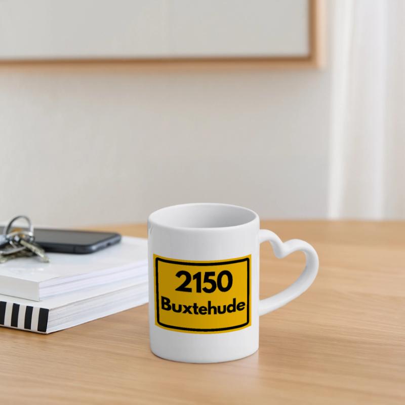OLD POSTCODE POSTCODE RETRO 2150 BUXTEHUDE HANSE Mug with Heart-Shaped Handle