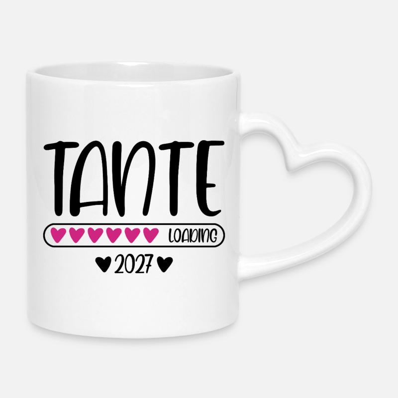 Aunt 2027 loading heart loading bar - Mug with Heart-Shaped Handle - white