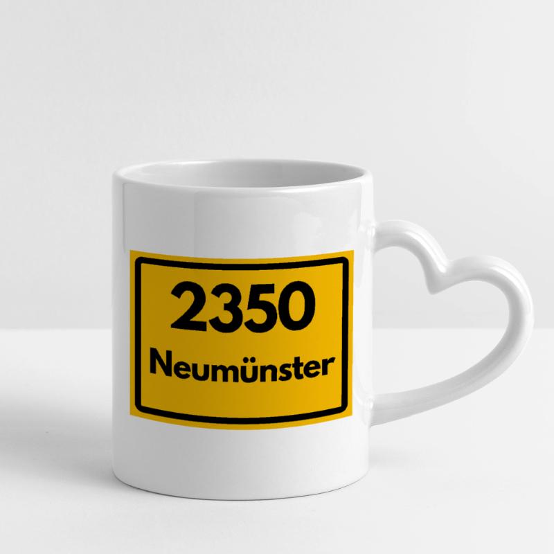 OLD POSTCODE POSTCODE RETRO 2350 NEUMÜNSTER – STOR Mug with Heart-Shaped Handle
