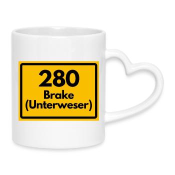 OLD POSTCODE ZIP CODE RETRO 2880 BRAKE UNTERWESER! - Mug with Heart-Shaped Handle - white - Right