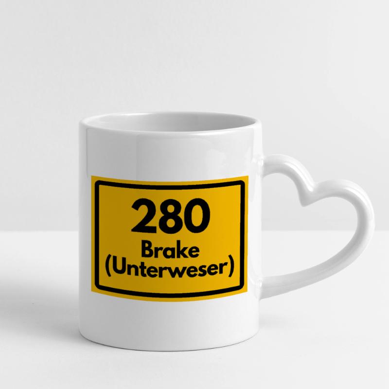 OLD POSTCODE ZIP CODE RETRO 2880 BRAKE UNTERWESER! Mug with Heart-Shaped Handle