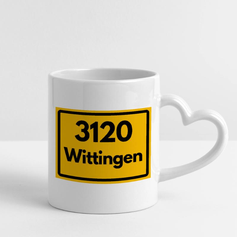 OLD POSTCODE POSTCODE RETRO 3120 WITTRINGEN Mug with Heart-Shaped Handle