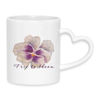 Peinture de fleurs en pensée blanche - Libre de fleurir - Mug avec anse en forme de cœur - blanc - Droite