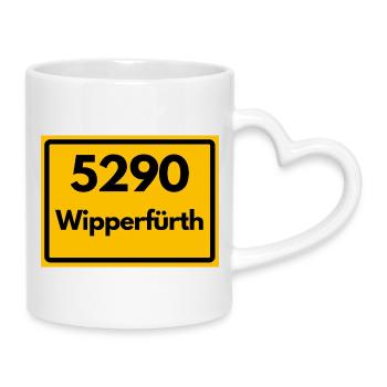 ALTE POSTLEITZAHL PLZ RETRO 5290 WIPPERFÜRTH - Tasse mit Herzhenkel - Weiß - Rechts