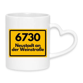 ALTE POSTLEITZAHL PLZ 6730 NEUSTADT WEINSTRASSE  - Tasse mit Herzhenkel - Weiß - Rechts