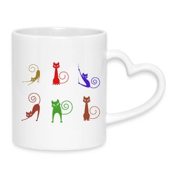 Katzen - Tasse mit Herzhenkel - Weiß - Rechts