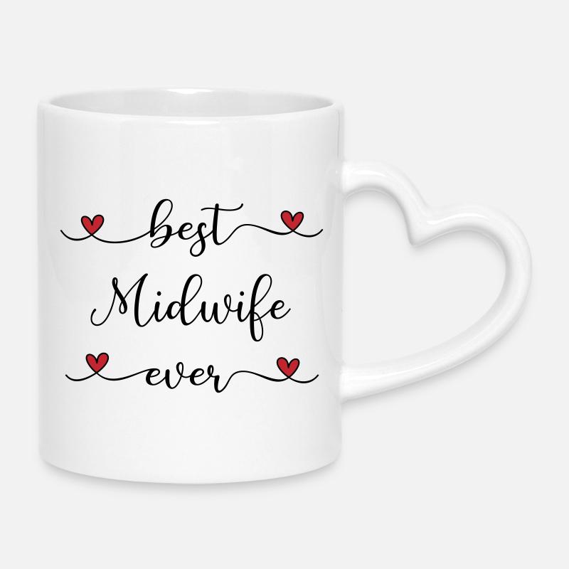 Hebamme - Tasse mit Herzhenkel - Weiß