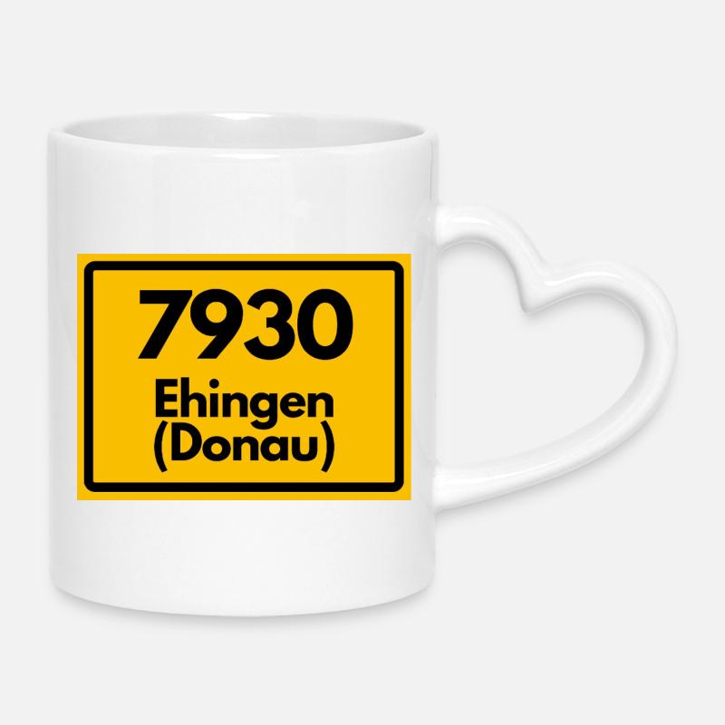 ALTE POSTLEITZAHL PLZ RETRO 7930 EHINGEN DONAU  - Tasse mit Herzhenkel - Weiß