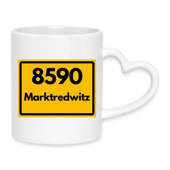 OLD POSTCODE ZIP CODE 8590 MARKTREDWITZ HEIMAT - Mug with Heart-Shaped Handle - white - Right