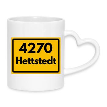 ALTE POSTLEITZAHL PLZ 4270 HETTSTEDT HEIMATSTOLZ - Tasse mit Herzhenkel - Weiß - Rechts