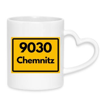9030 CODE POSTAL SAXE CHEMNITZ ANCIEN CODE POSTAL - Mug avec anse en forme de cœur - blanc - Droite