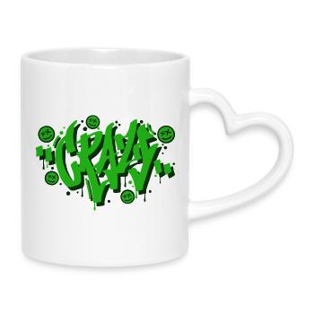 Conception de lettres graffiti folles - Mug avec anse en forme de cœur - blanc - Droite