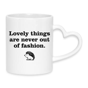 Lovely Things par Hedgehog Vintage - Mug avec anse en forme de cœur - blanc - Droite