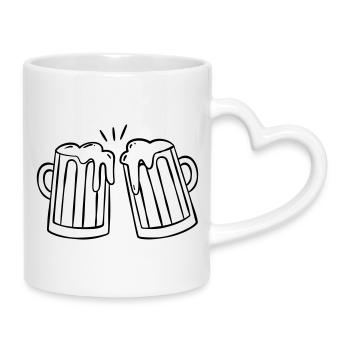 Beer mug - toast - Mug with Heart-Shaped Handle - white - Right