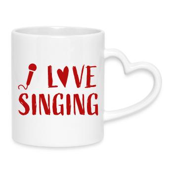 I love singing - Musik Liebe Sänger Musiker - Tasse mit Herzhenkel - Weiß - Rechts