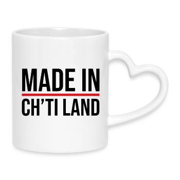 Made in Ch'ti land - Mug avec anse en forme de cœur - blanc - Droite