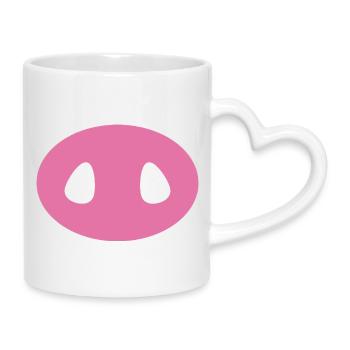 Museau de cochon - Mug avec anse en forme de cœur - blanc - Droite
