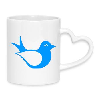 Bird silhouette sitting, animal motif - Mug with Heart-Shaped Handle - white - Right