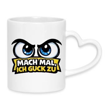 Come on, I'm watching – Comic Eyes - Mug with Heart-Shaped Handle - white - Right
