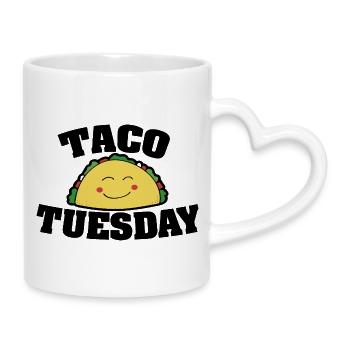 Fröhliches Taco-Lächeln Illustration - Tasse mit Herzhenkel - Weiß - Rechts