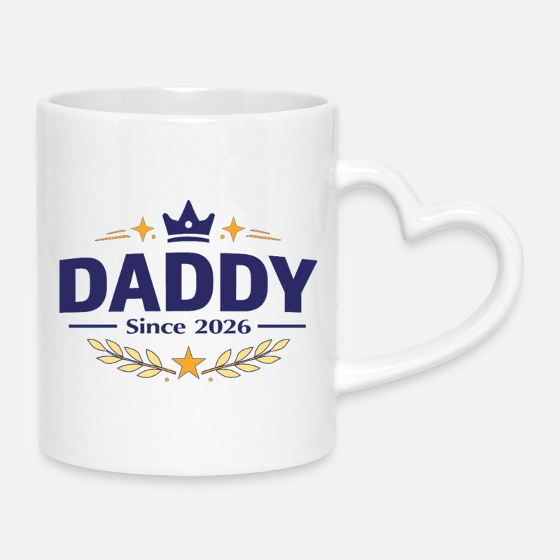 Papa depuis 2026 – Proud Dad Design - Mug avec anse en forme de cœur - blanc