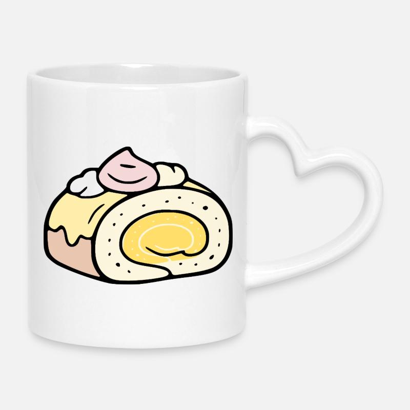 Summer Roll Cake - Mug with Heart-Shaped Handle - white