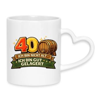 40er Jubel: Gut gelagert statt alt - Tasse mit Herzhenkel - Weiß - Rechts