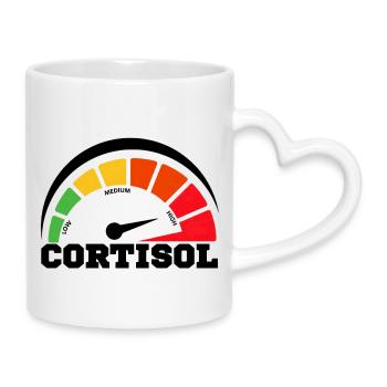 Funny Low cortisol Hilarious Stress Free Cortisol - Mug with Heart-Shaped Handle - white - Right