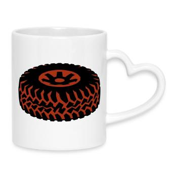 Offroad Reifen Matsch Profil - Tasse mit Herzhenkel - Weiß - Rechts