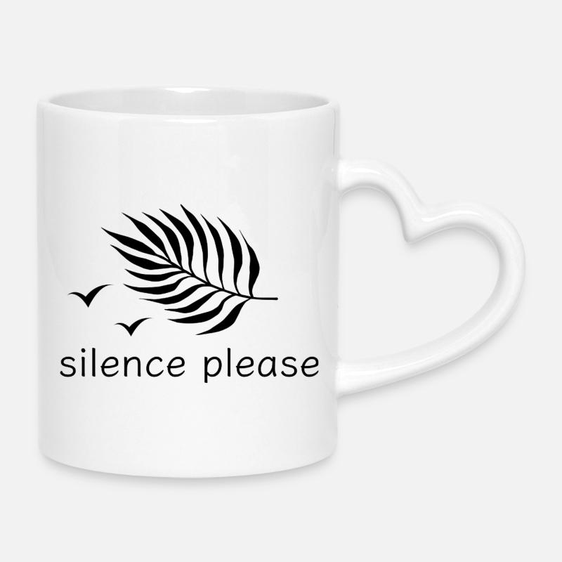 Silence s’il vous plaît reposez-vous imprimer design - Mug avec anse en forme de cœur - blanc