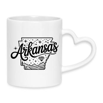 Arkansas - Souvenir USA State Design - Tasse mit Herzhenkel - Weiß - Rechts
