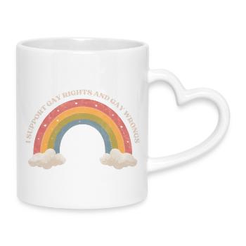 I Support Gay Rights – Pastell Regenbogen Shirt - Tasse mit Herzhenkel - Weiß - Rechts