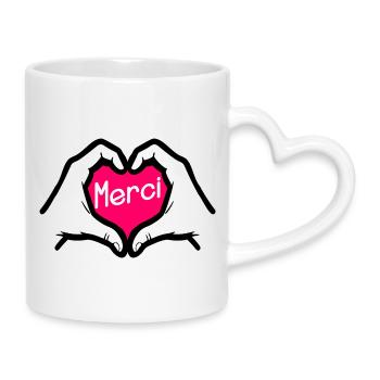 Danke, Herz - Tasse mit Herzhenkel - Weiß - Rechts