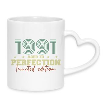 1991 - Mug avec anse en forme de cœur - blanc - Droite