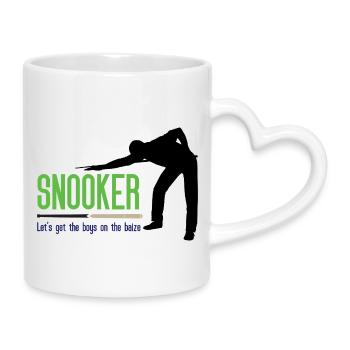 Snooker - Let's get the.boys on the baize - Mug with Heart-Shaped Handle - white - Right