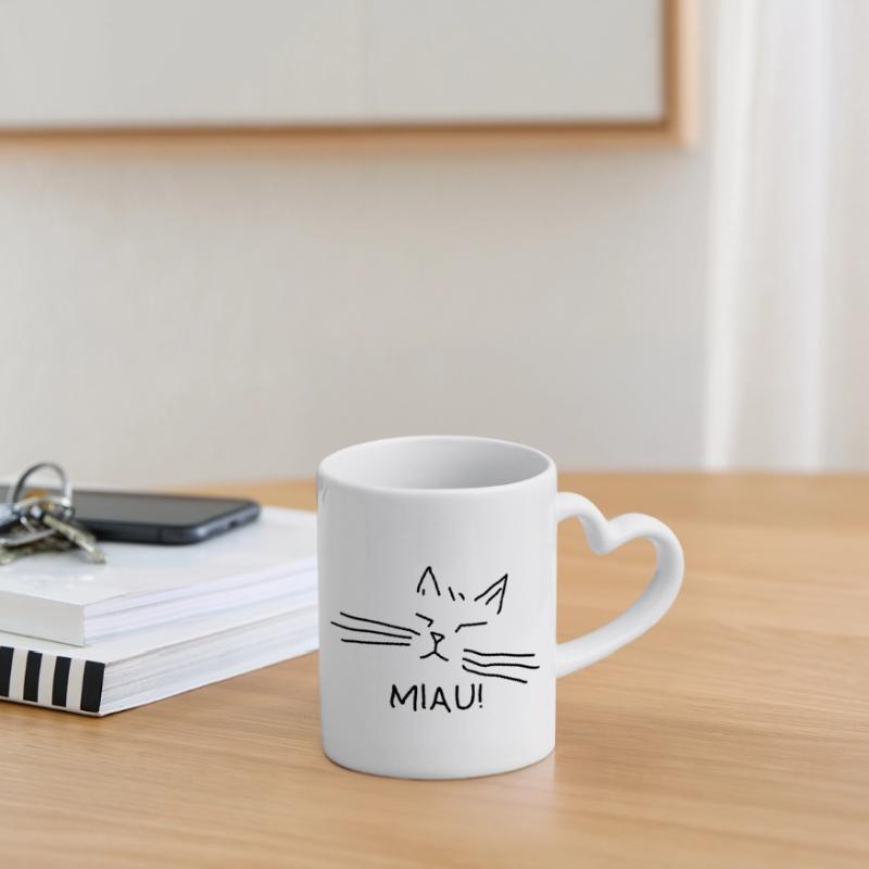 Propriétaire de chat Miaulement de chat Mug avec anse en forme de cœur