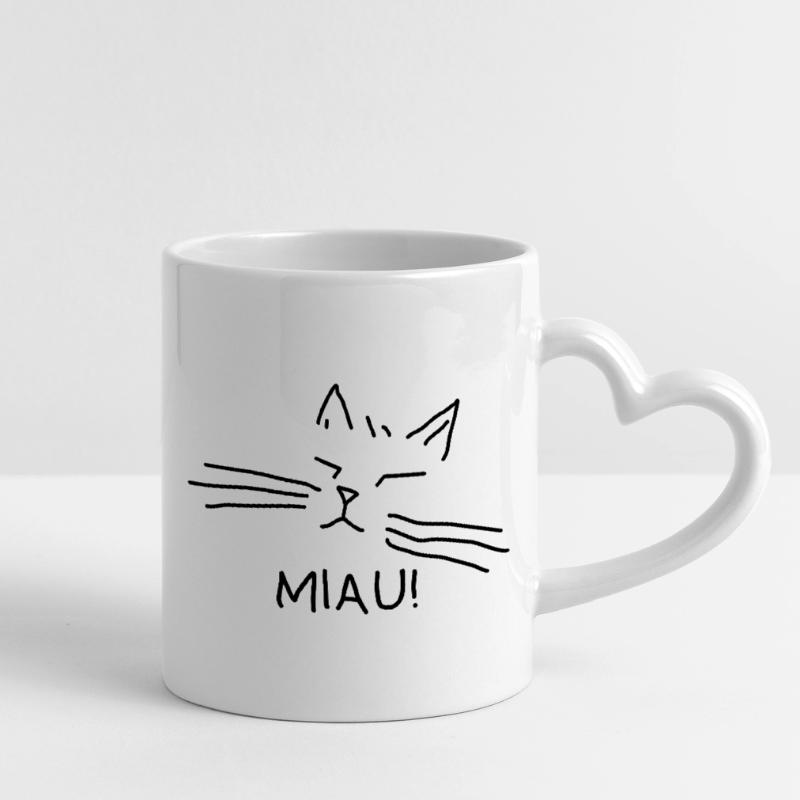 Propriétaire de chat Miaulement de chat Mug avec anse en forme de cœur