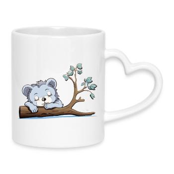 Ours câlin sur la branche - Mug avec anse en forme de cœur - blanc - Droite