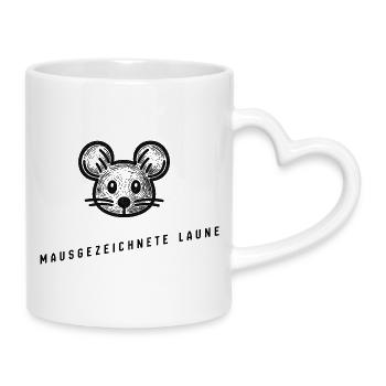 Mausgezeichnete Lage – Lustiges Maus Wortspiel - Tasse mit Herzhenkel - Weiß - Rechts
