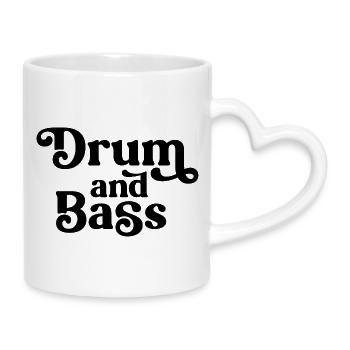 Drum and Bass Fette Typografie - Tasse mit Herzhenkel - Weiß - Rechts