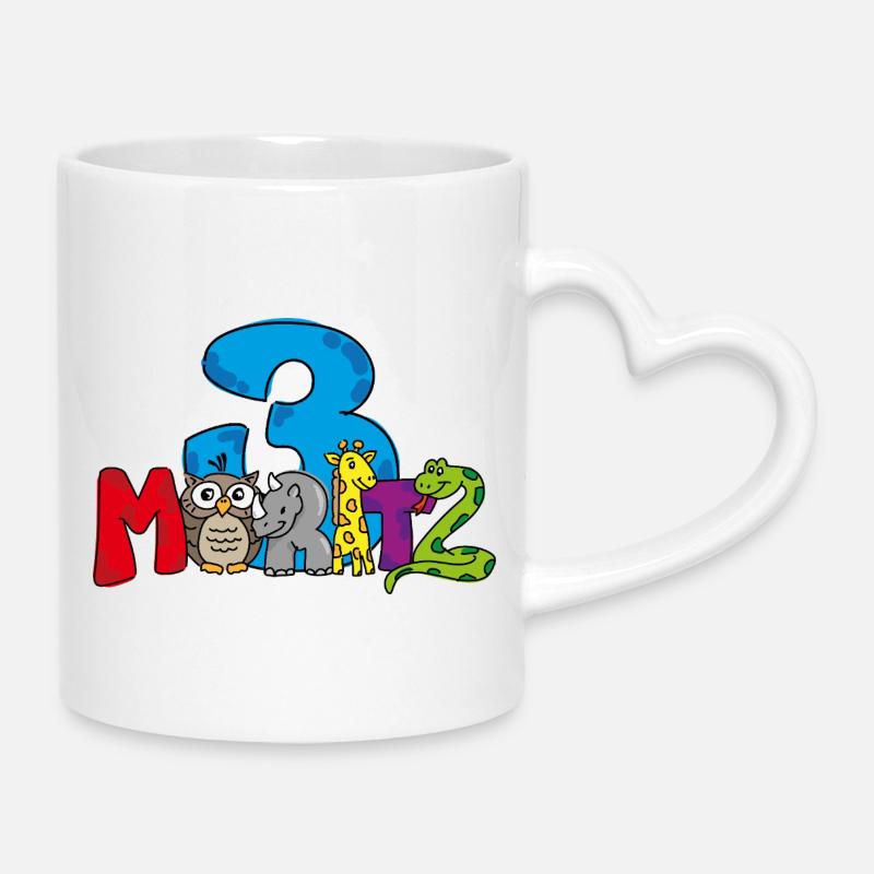 Moritz 3rd Birthday - Mug with Heart-Shaped Handle - white
