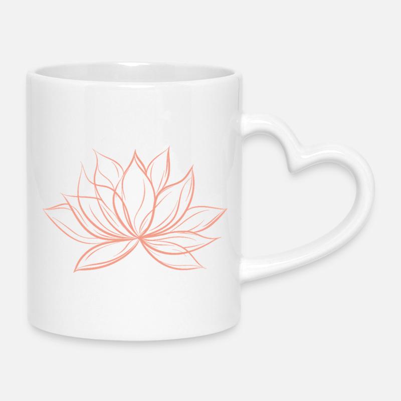 lotus flower - Mug with Heart-Shaped Handle - white