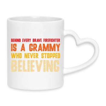 Derrière chaque pompier courageux se cache une Grammy - Mug avec anse en forme de cœur - blanc - Droite